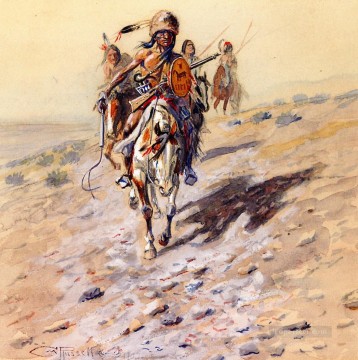 Indios americanos Painting - En el camino 1902 Charles Marion Russell Indios Americanos